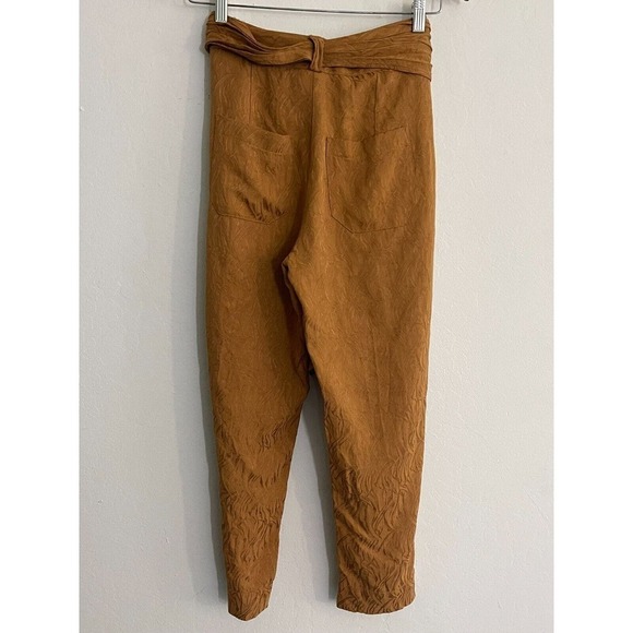 Ett Twa Anthropologie Pants sz 2 Aubade Tie Waist Belted Tapered Copper Brown - Picture 8 of 8
